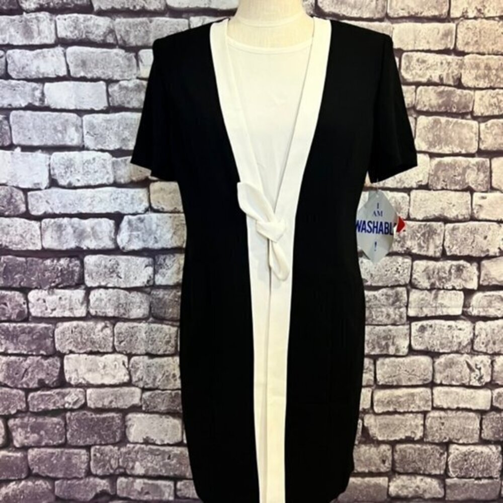 Danny & Nicole NWT Black & Ivory Short Sleeve Jacket Dress Size 8P